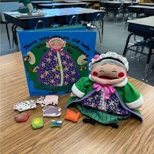 “There Was an Old Lady Who Swallowed a Fly” Book and Plush Doll Set